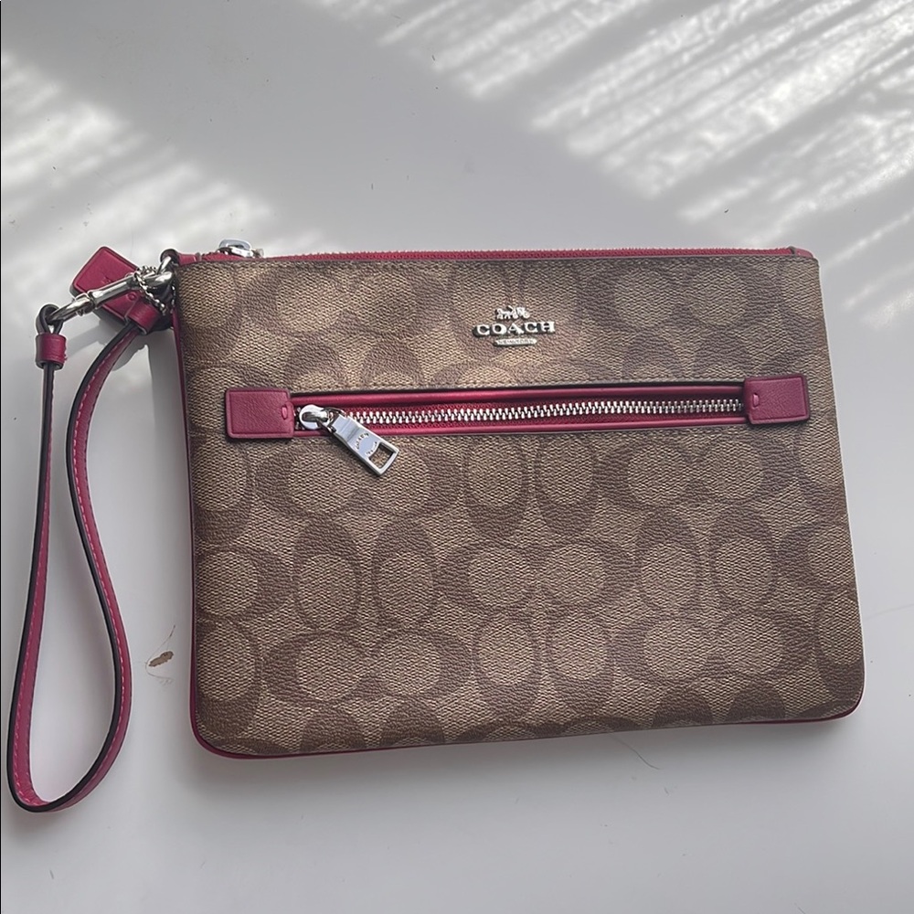 Coach Brown and Pink Wristlet